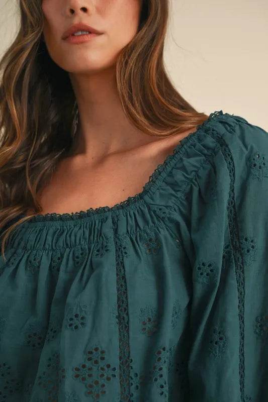 Embroidered Lace Top and Short Set with Scalloped Design - Akana Style