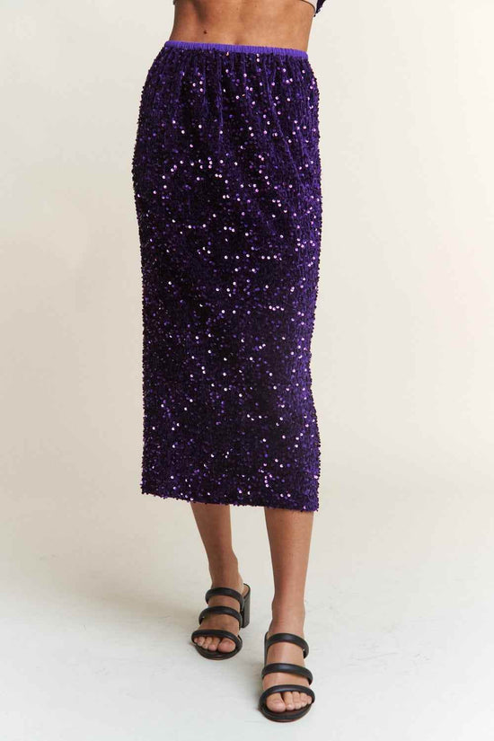 Sequin Midi Skirt with Back Slit for Elegant Style - Akana Style