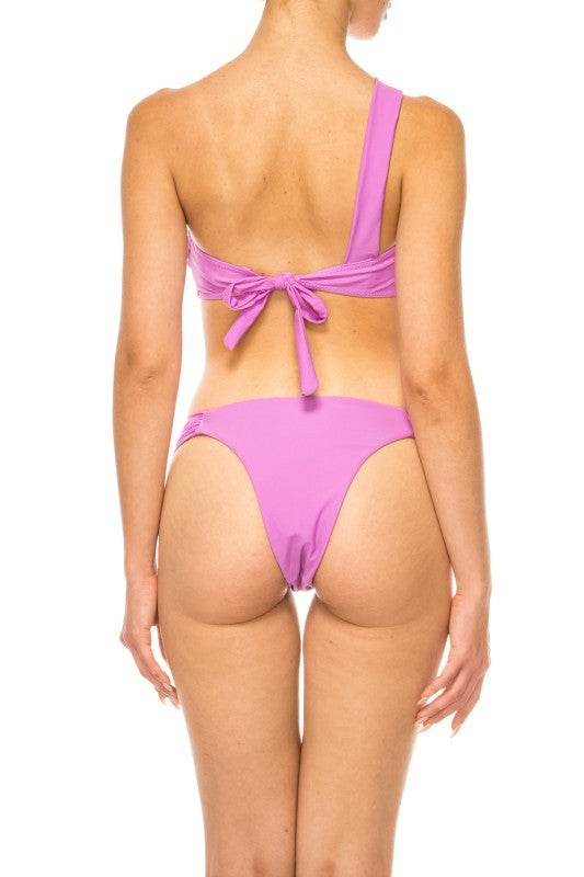 Two Piece Bandeau Bikini with Buckle and Round Buckle Detail - Akana Style