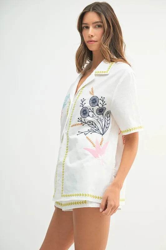 Embroidered Shirt and Shorts Set for Stylish Summer Outfits - Akana Style