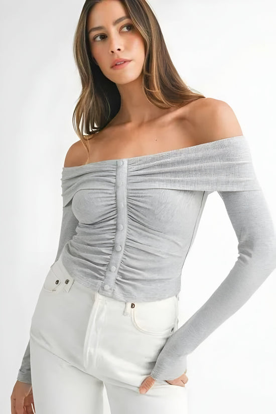 off-shoulder long sleeve top