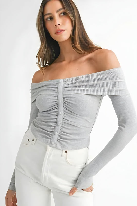 off-shoulder long sleeve top