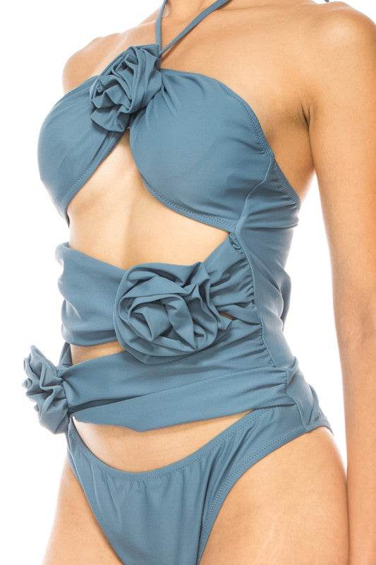 Sophisticated One Piece Criss Cross Floral Bathing Suit for Stylish Swimmers - Akana Style