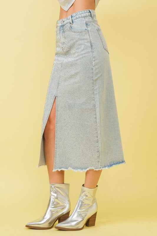 Sparkling rhinestones midi skirt - Akana Style
