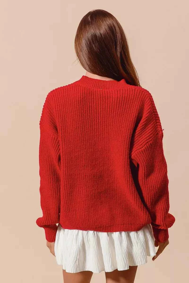 SO ME All Over Ribbon Sequins Christmas Holiday Sweater