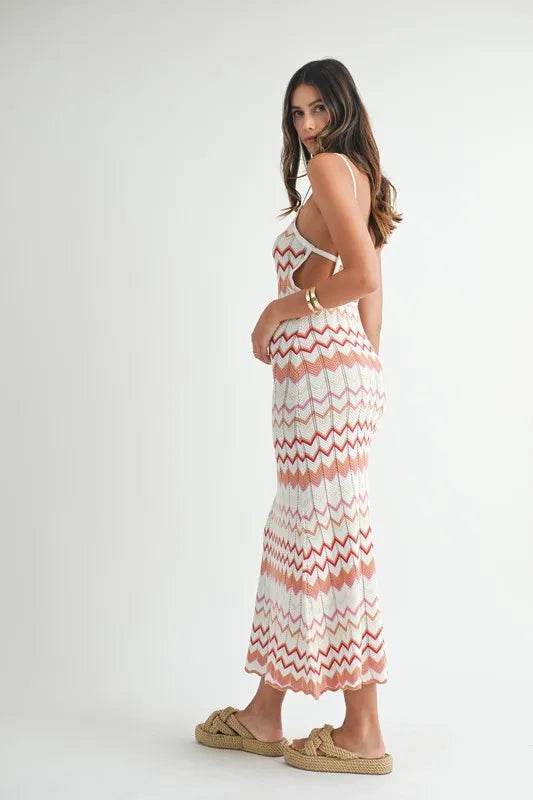 Lightweight Chevron Knit Maxi Dress for Effortless Style - Akana Style