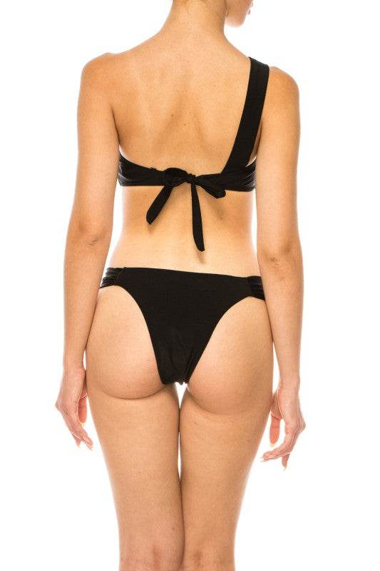 Two Piece Bandeau Bikini with Buckle and Round Buckle Detail - Akana Style