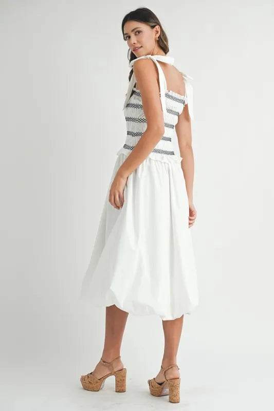 Smocked Bodice Bubble Dress for Effortless Style and Elegance - Akana Style