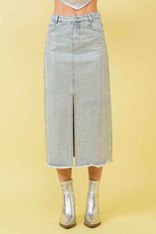 Sparkling rhinestones midi skirt - Akana Style