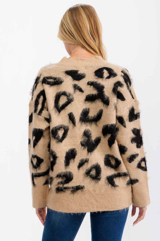 ANIMAL PRINT CARDIGAN SWEATER - Akana Style