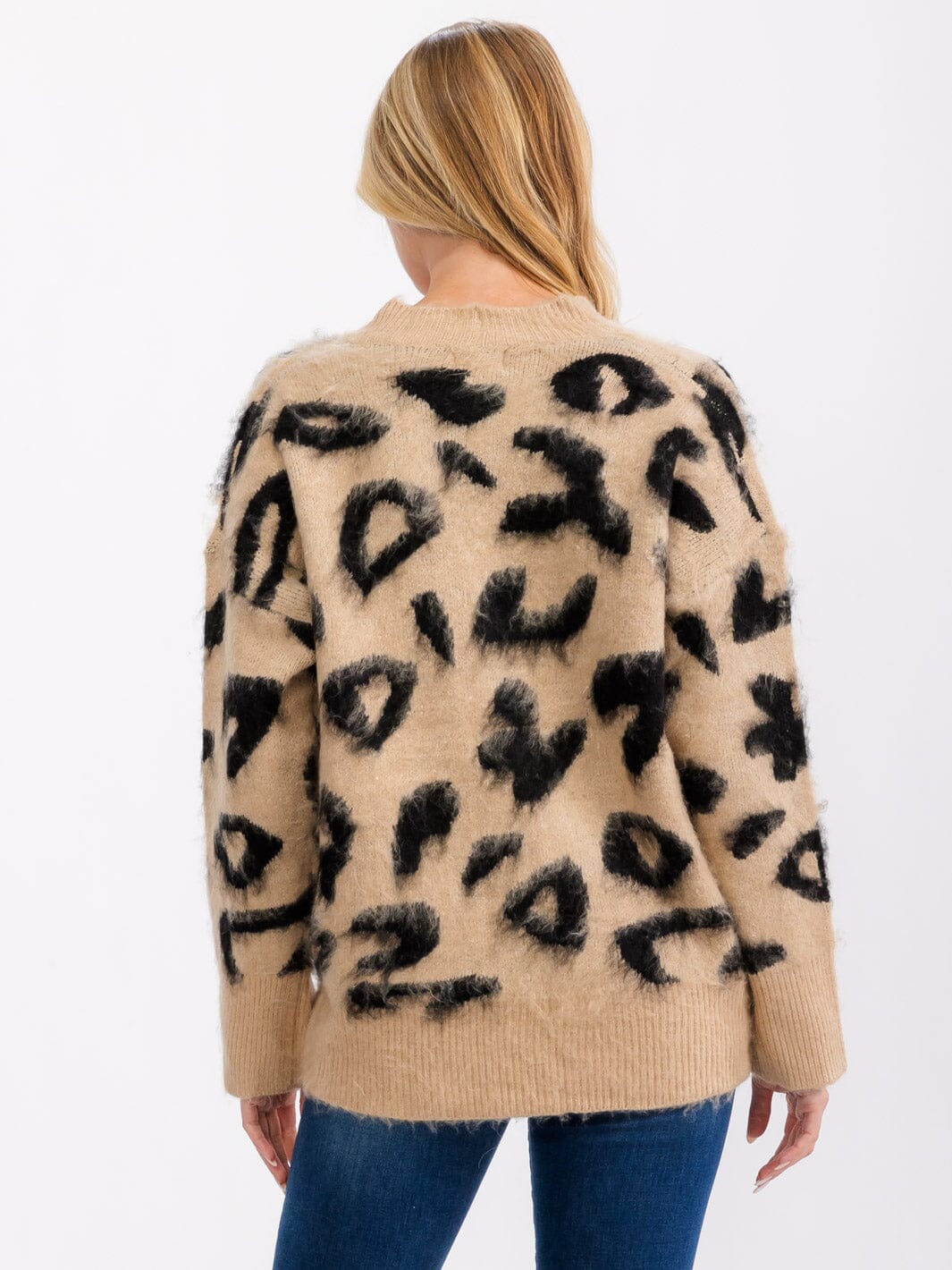 ANIMAL PRINT CARDIGAN SWEATER