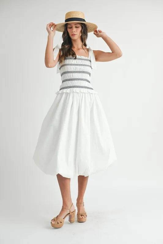 Smocked Bodice Bubble Dress for Effortless Style and Elegance - Akana Style
