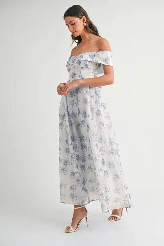 Floral Off Shoulder Maxi Dress for Effortless Summer Style - Akana Style