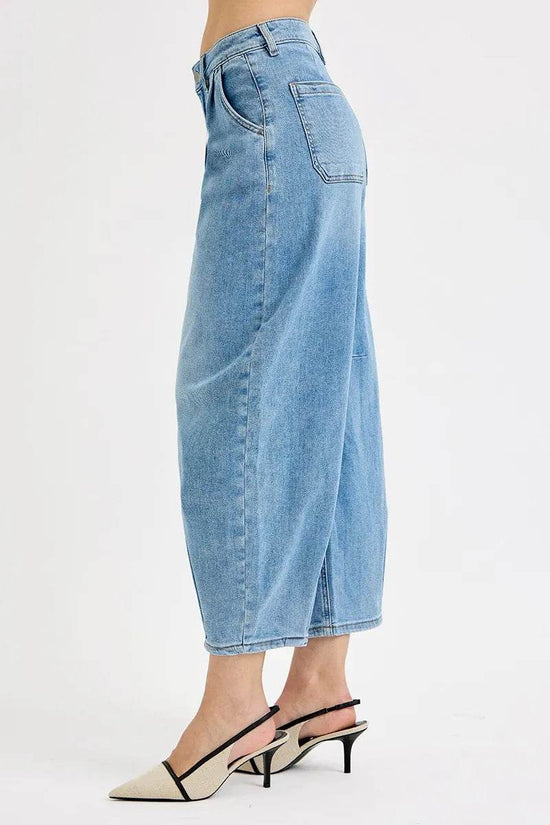 RISEN Plus Size Wide Leg Crop Jeans - Full Size Mid Rise Fit - Akana Style