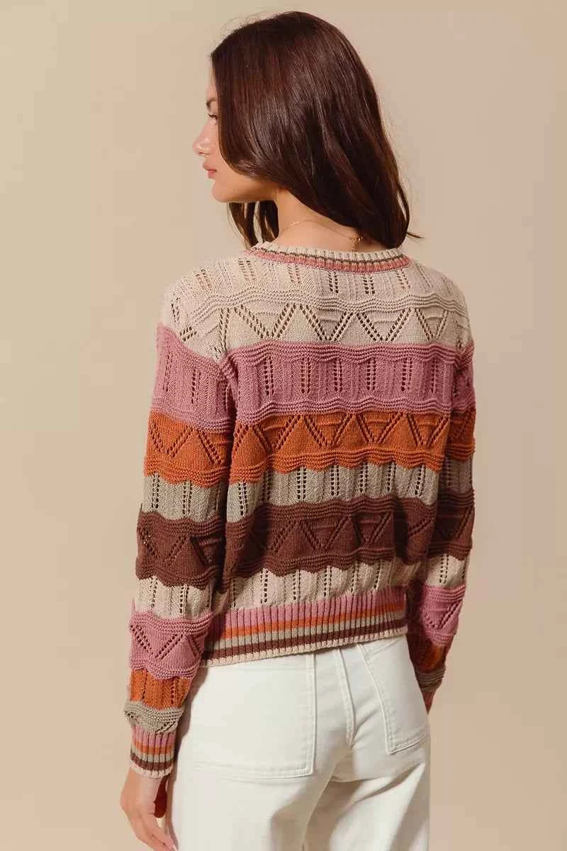 SO ME Multi Color Wavy Stripe Sweater Top