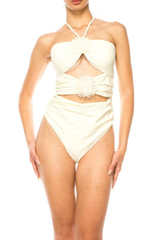 Sophisticated One Piece Criss Cross Floral Bathing Suit for Stylish Swimmers - Akana Style