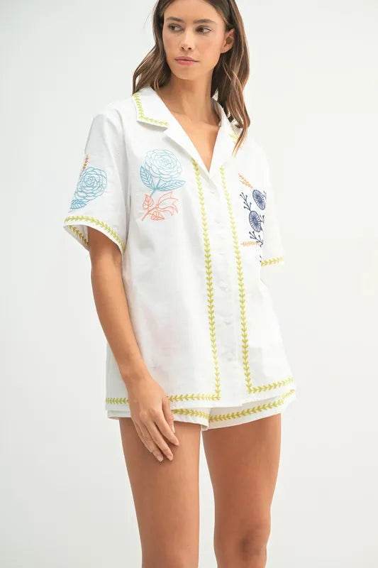 Embroidered Shirt and Shorts Set for Stylish Summer Outfits - Akana Style