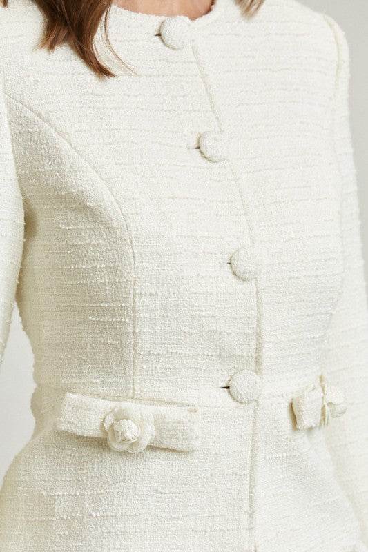Tweed Jacket Bubble Skirt Set - Akana Style