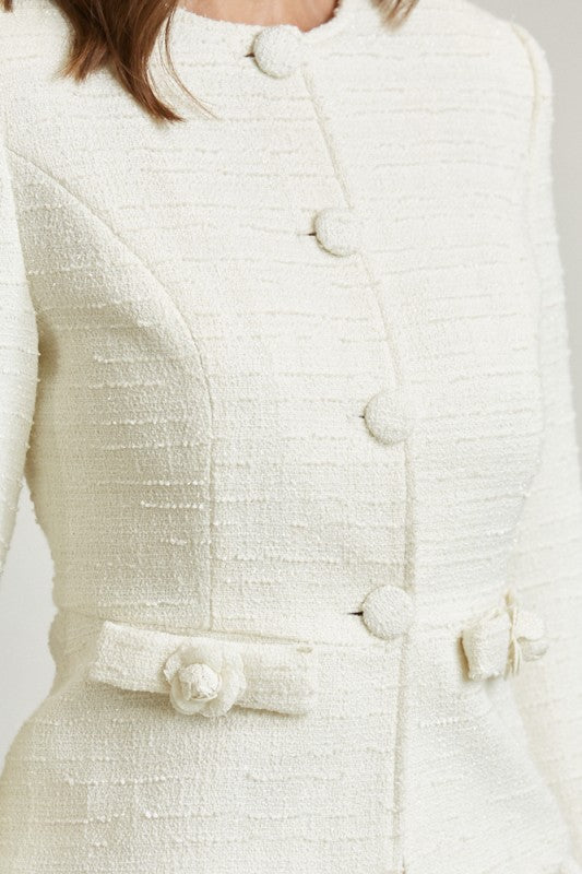 Tweed Jacket Bubble Skirt Set