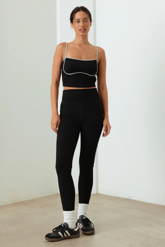 Ribbed Crop Cami and High Waist Brushed Leggings Set