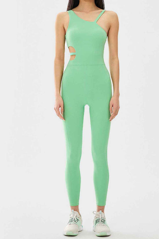 Cutout Asymmetrical Neck Jumpsuit for Active Lifestyle - Akana Style