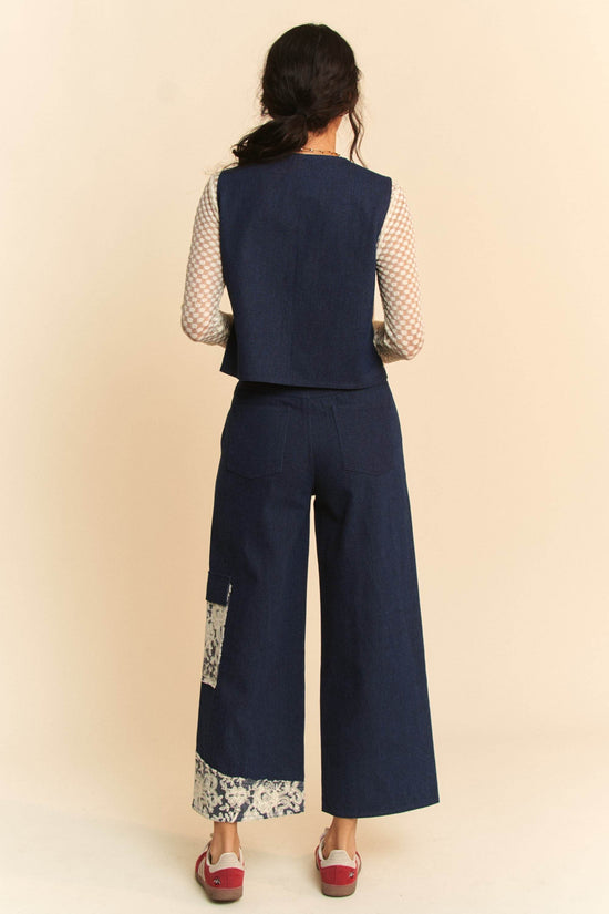 Lace Applique Wide Leg Jeans - Akana Style