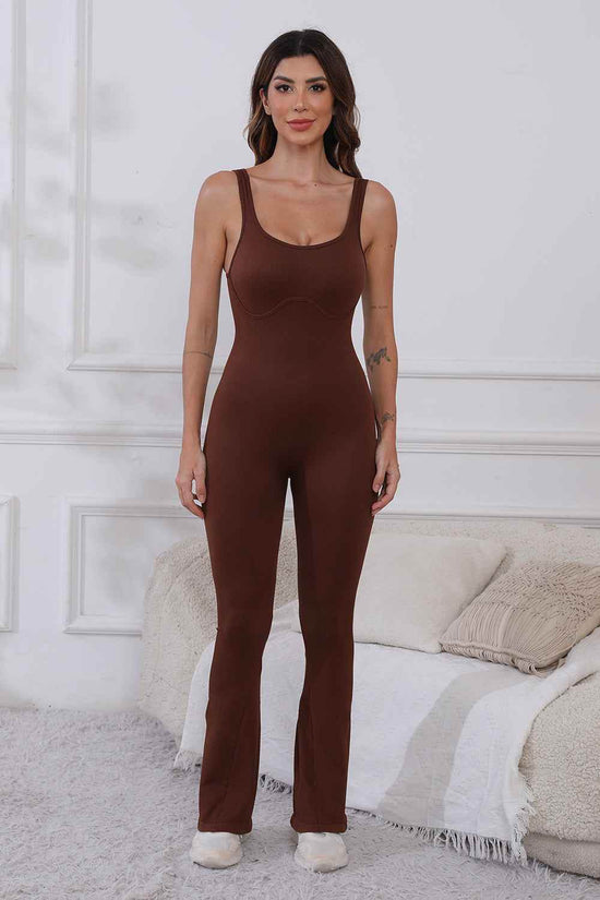 Scoop Neck Active Jumpsuit with Wide Straps for Ultimate Comfort - Akana Style