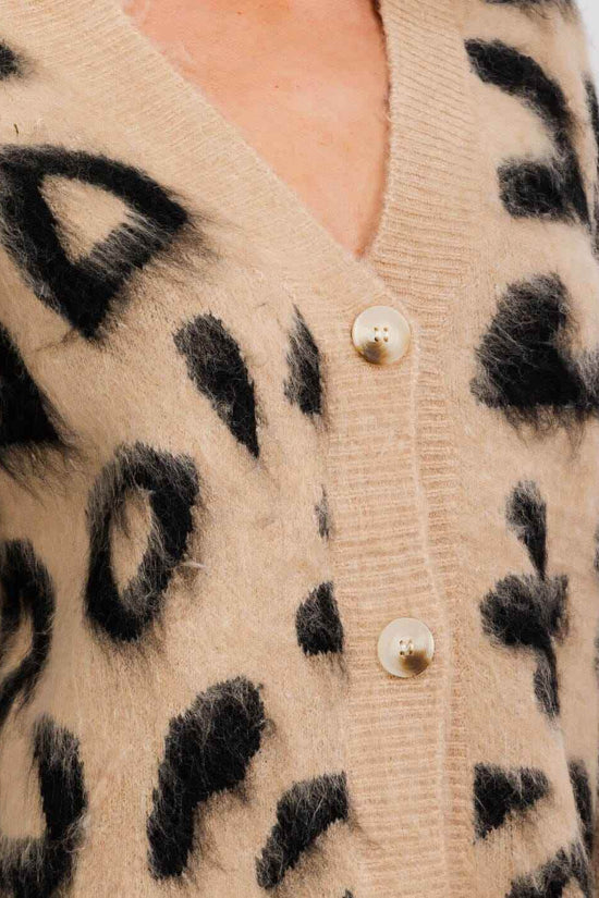 ANIMAL PRINT CARDIGAN SWEATER - Akana Style