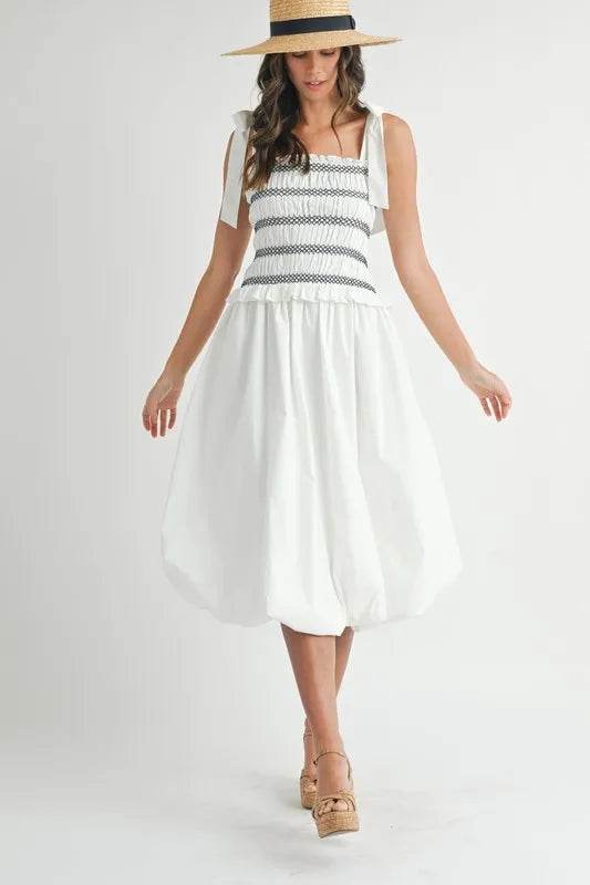 Smocked Bodice Bubble Dress for Effortless Style and Elegance - Akana Style