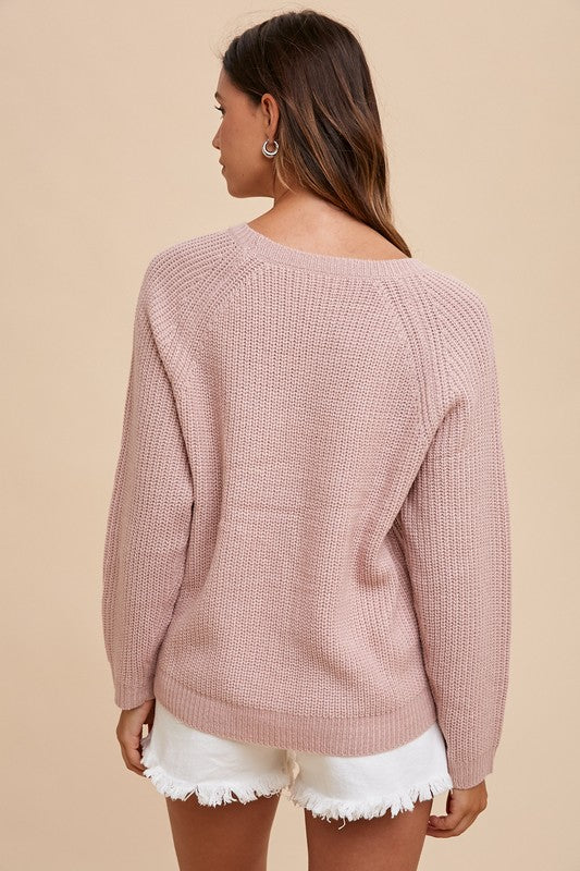 HELLO Embroidered Raglan Sleeve Sweater