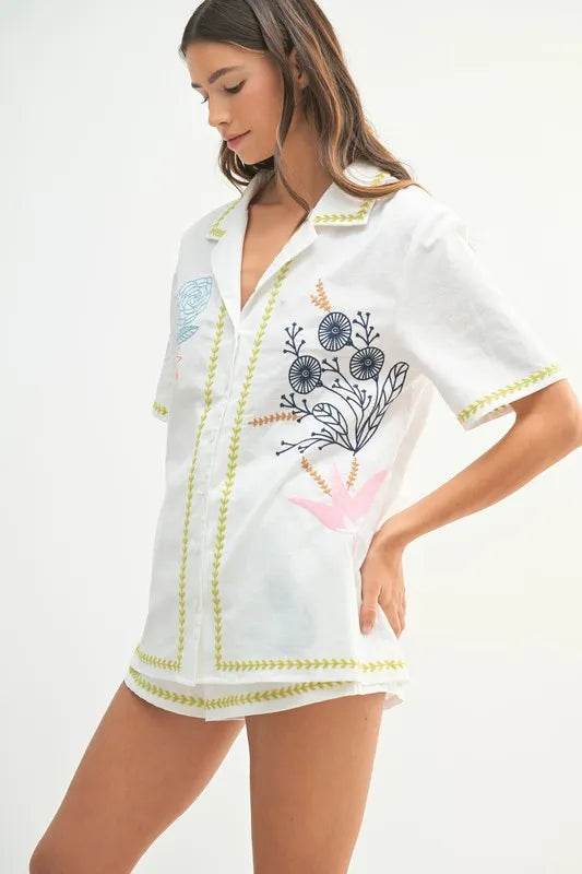 Embroidered Shirt and Shorts Set for Stylish Summer Outfits - Akana Style