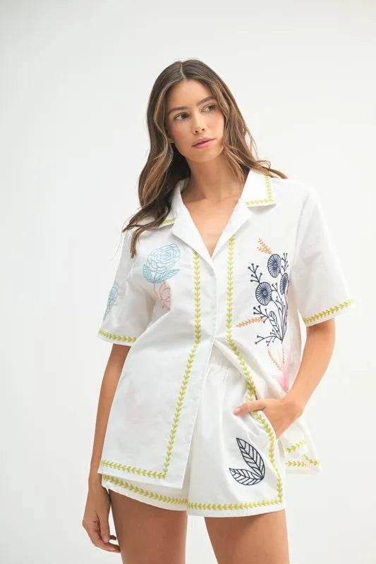 Embroidered Shirt and Shorts Set for Stylish Summer Outfits - Akana Style