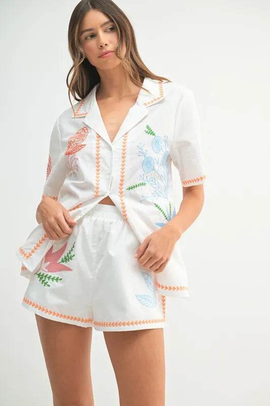 Embroidered Shirt and Shorts Set for Effortless Style and Comfort - Akana Style