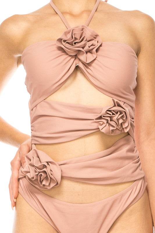 Sophisticated One Piece Criss Cross Floral Bathing Suit for Stylish Swimmers - Akana Style