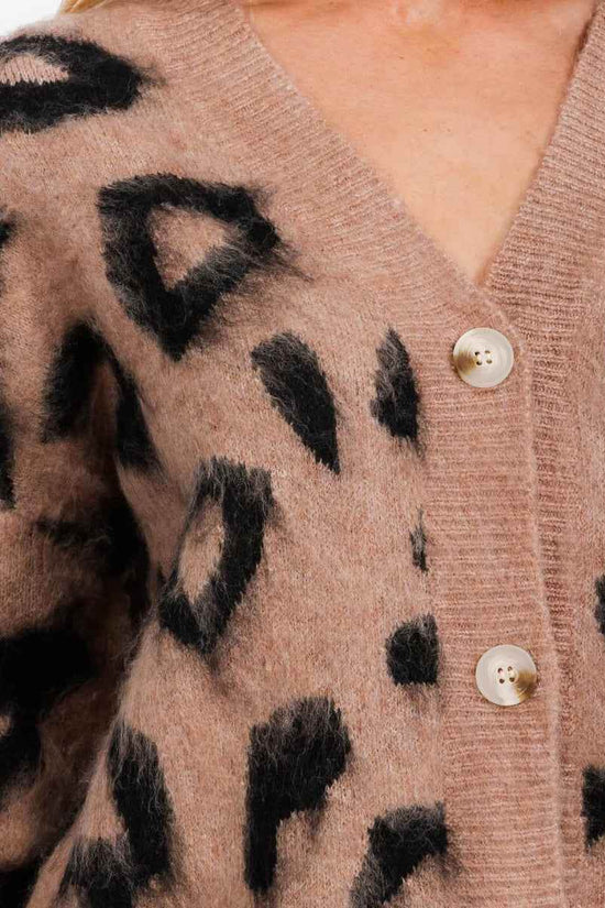 ANIMAL PRINT CARDIGAN SWEATER - Akana Style
