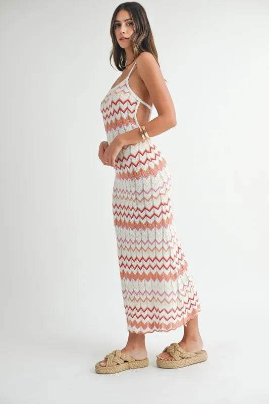 Lightweight Chevron Knit Maxi Dress for Effortless Style - Akana Style
