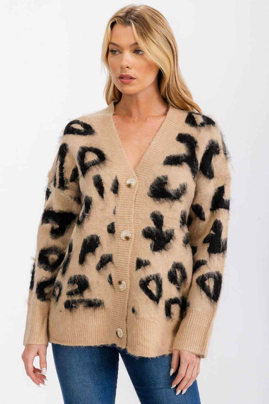 ANIMAL PRINT CARDIGAN SWEATER - Akana Style