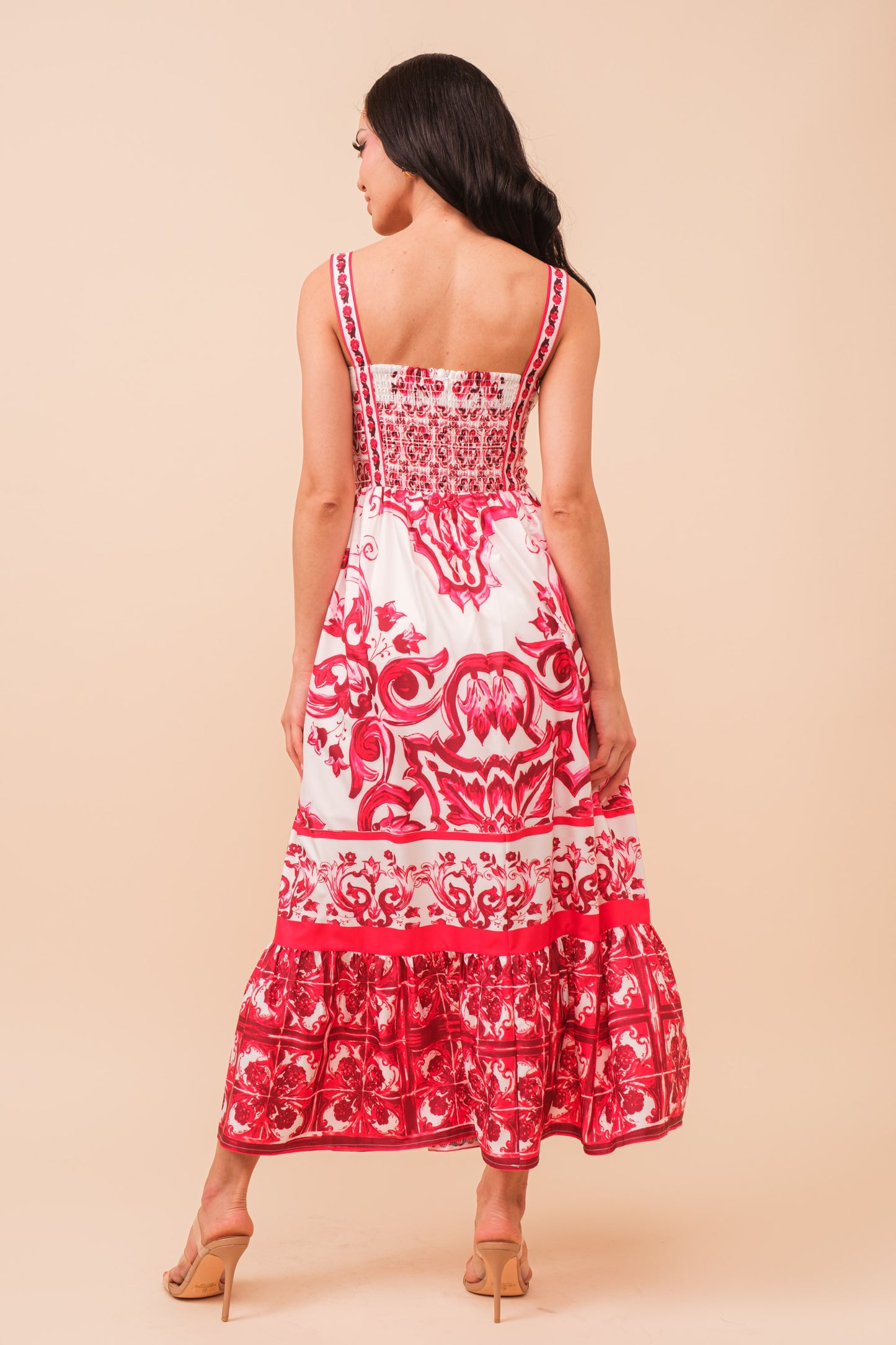 Print cotton bustier dress