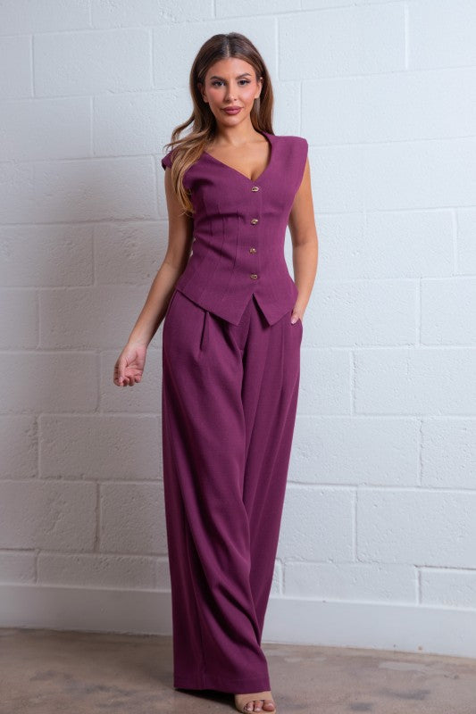 Line Vest And Pants Set
