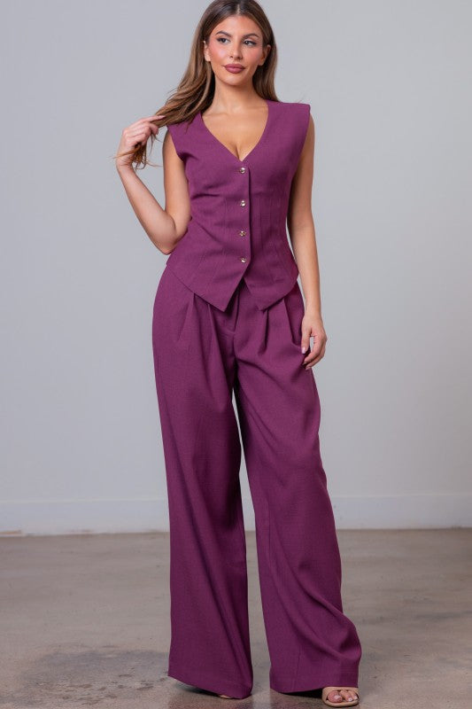 Line Vest And Pants Set