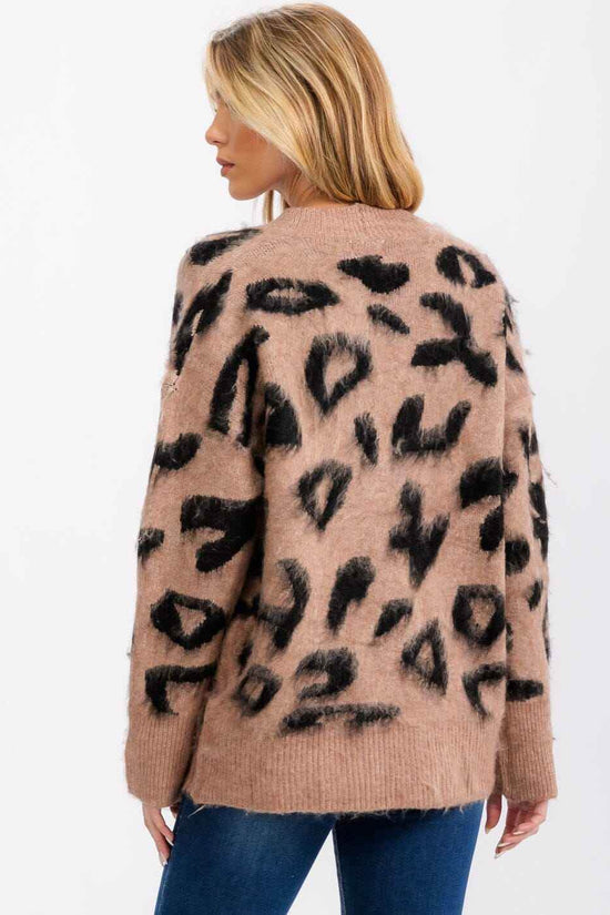 ANIMAL PRINT CARDIGAN SWEATER - Akana Style