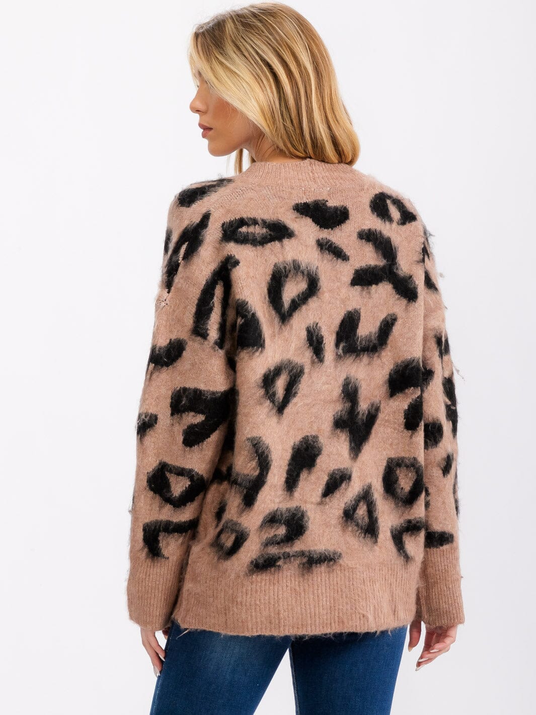 ANIMAL PRINT CARDIGAN SWEATER