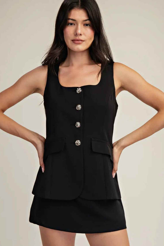 Front Button Closure Mini Dress - Akana Style
