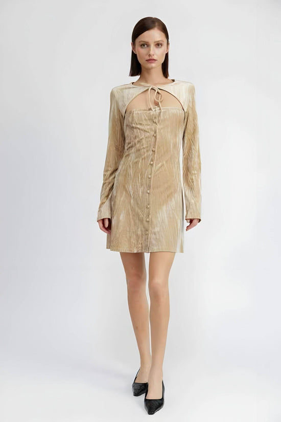Long Sleeve Suede Mini Dress for Stylish Fall Fashion - Akana Style
