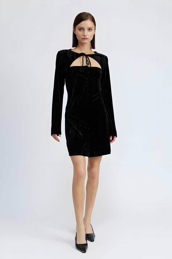 Long Sleeve Suede Mini Dress for Stylish Fall Fashion - Akana Style