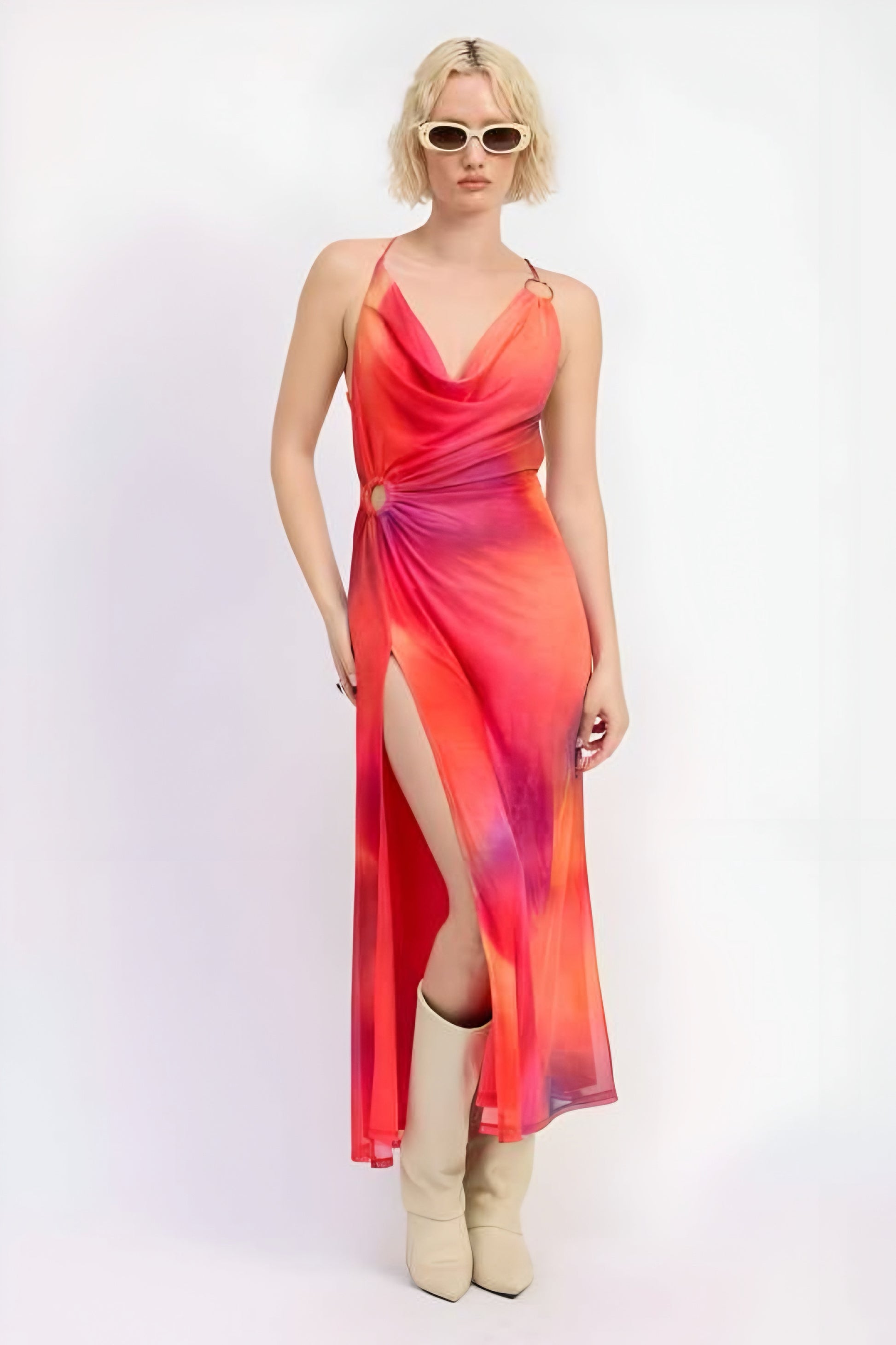 MESH CROSSBACK MAXI DRESS