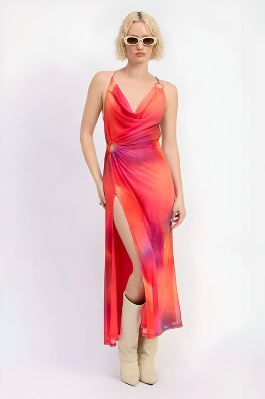 MESH CROSSBACK MAXI DRESS