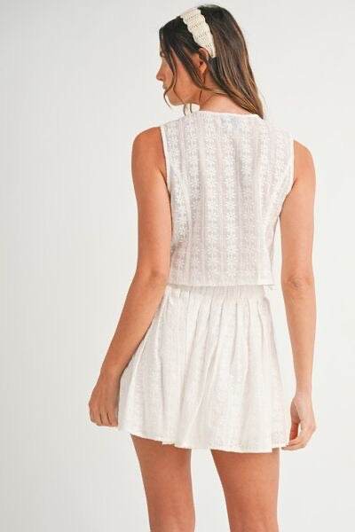 Eyelet Lace Top Mini Skirt Set for Chic Summer Style - Akana Style