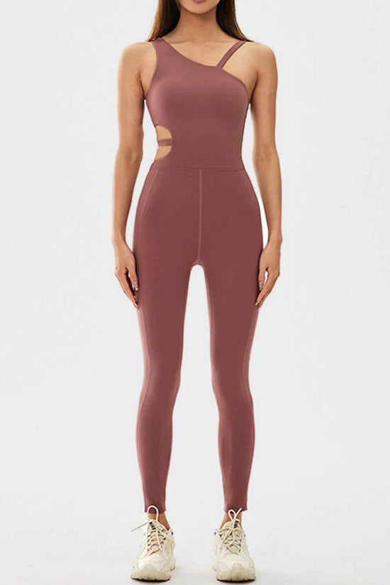 Cutout Asymmetrical Neck Jumpsuit for Active Lifestyle - Akana Style