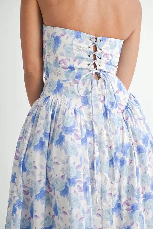 Sweetheart Neckline Floral Midi Dress for Effortless Elegance - Akana Style